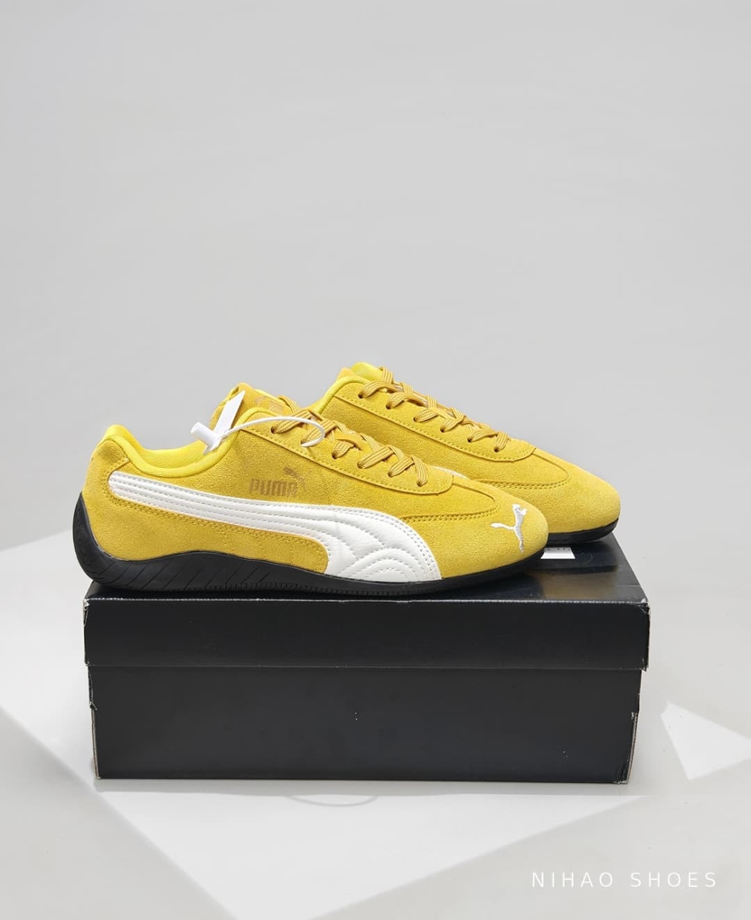 Puma Speedcat Yellow — on the box