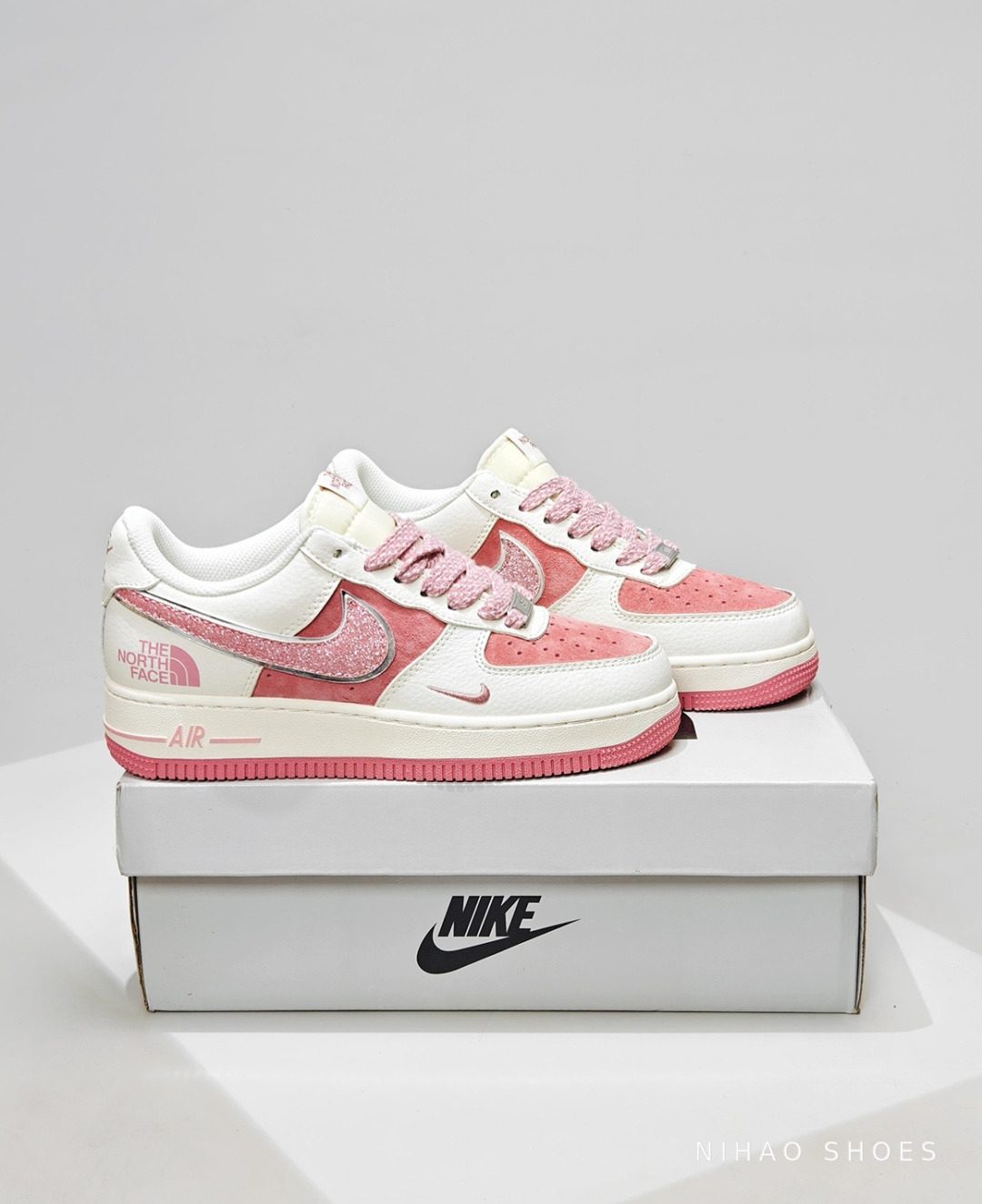 Nike Air Force 1 Low Glitter Swoosh — Blush Pink