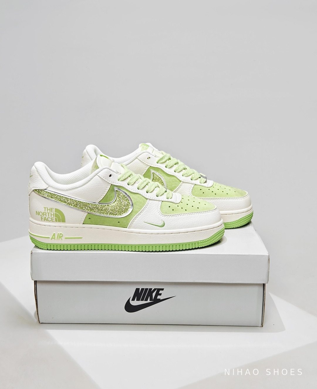 Nike Air Force 1 Low Glitter Swoosh — Lime