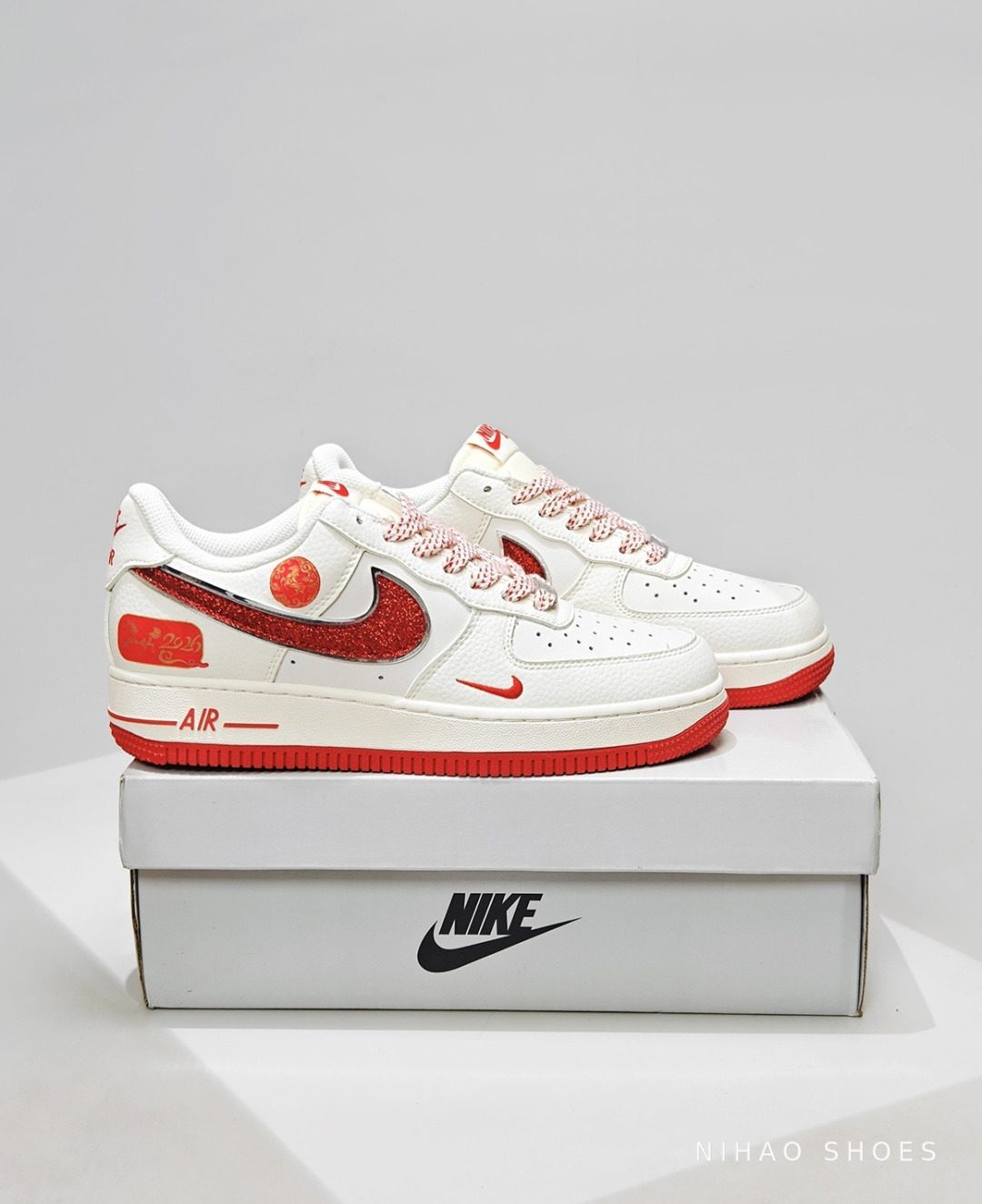 Nike Air Force 1 Low Glitter Swoosh — Lunar Red