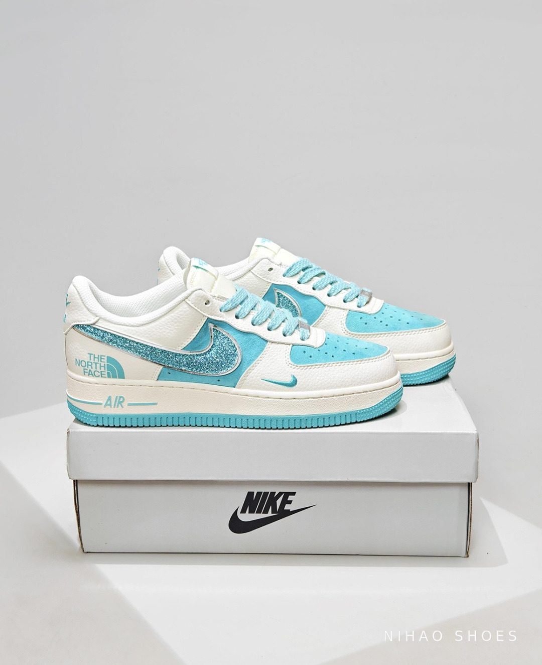 Nike Air Force 1 Low Glitter Swoosh — Sky Blue