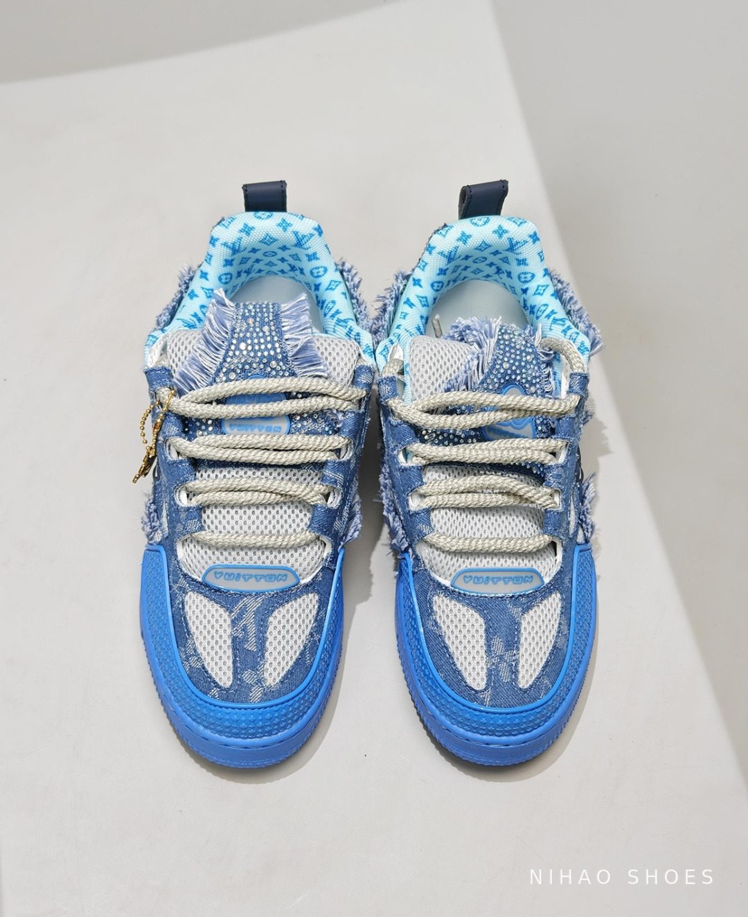 LV Skate Trainer Blue Denim — top view